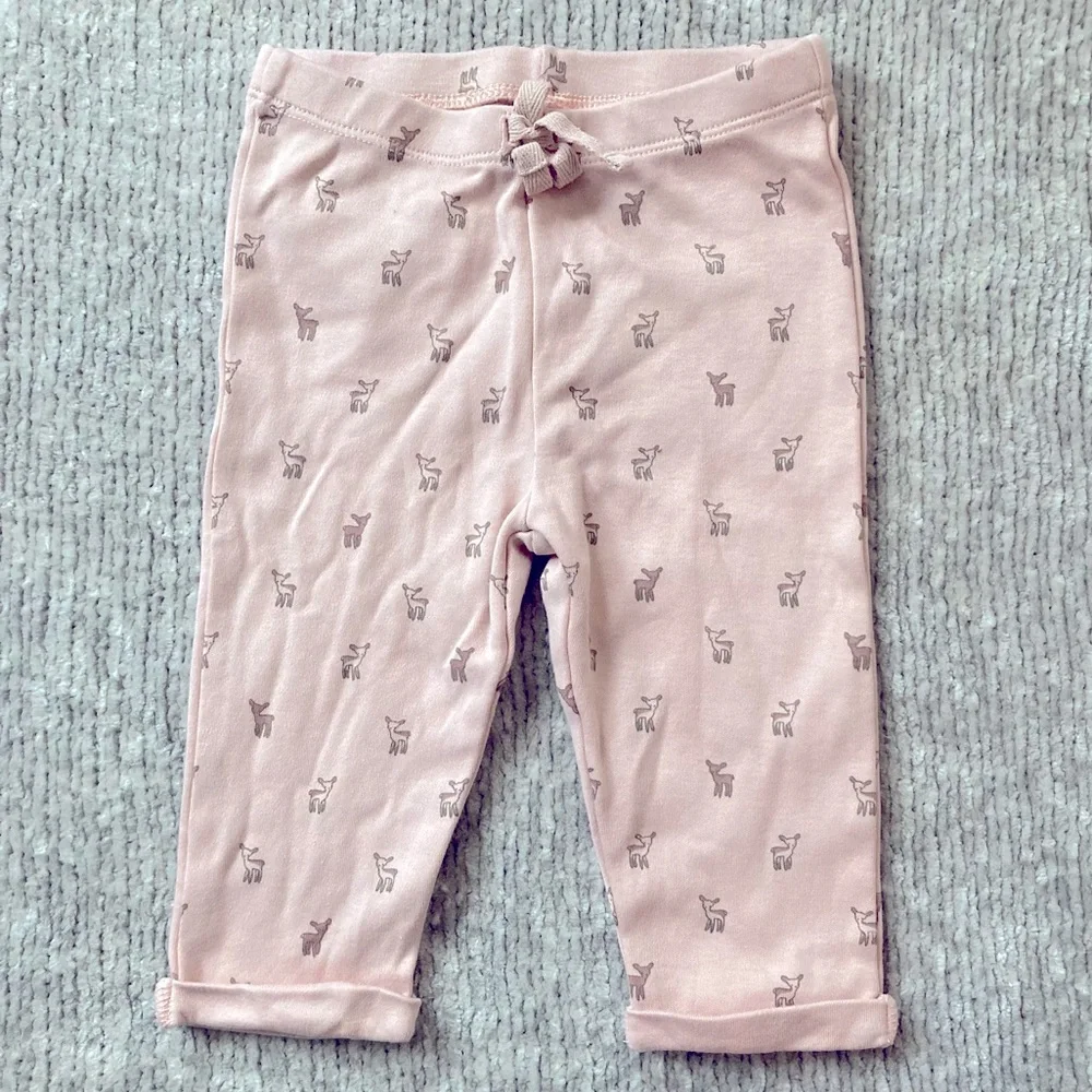 Pehr Organic Cotton‎ Baby Pants Pink With Deer Print 3-6M